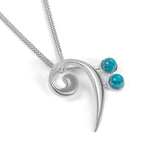 Music Bass Clef Necklace in Silver and Turquoise