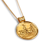 Large Ancient Greek Coin Necklace in Silver with 24ct Gold