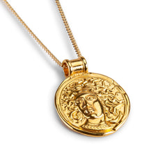 Large Ancient Greek Coin Necklace in Silver with 24ct Gold