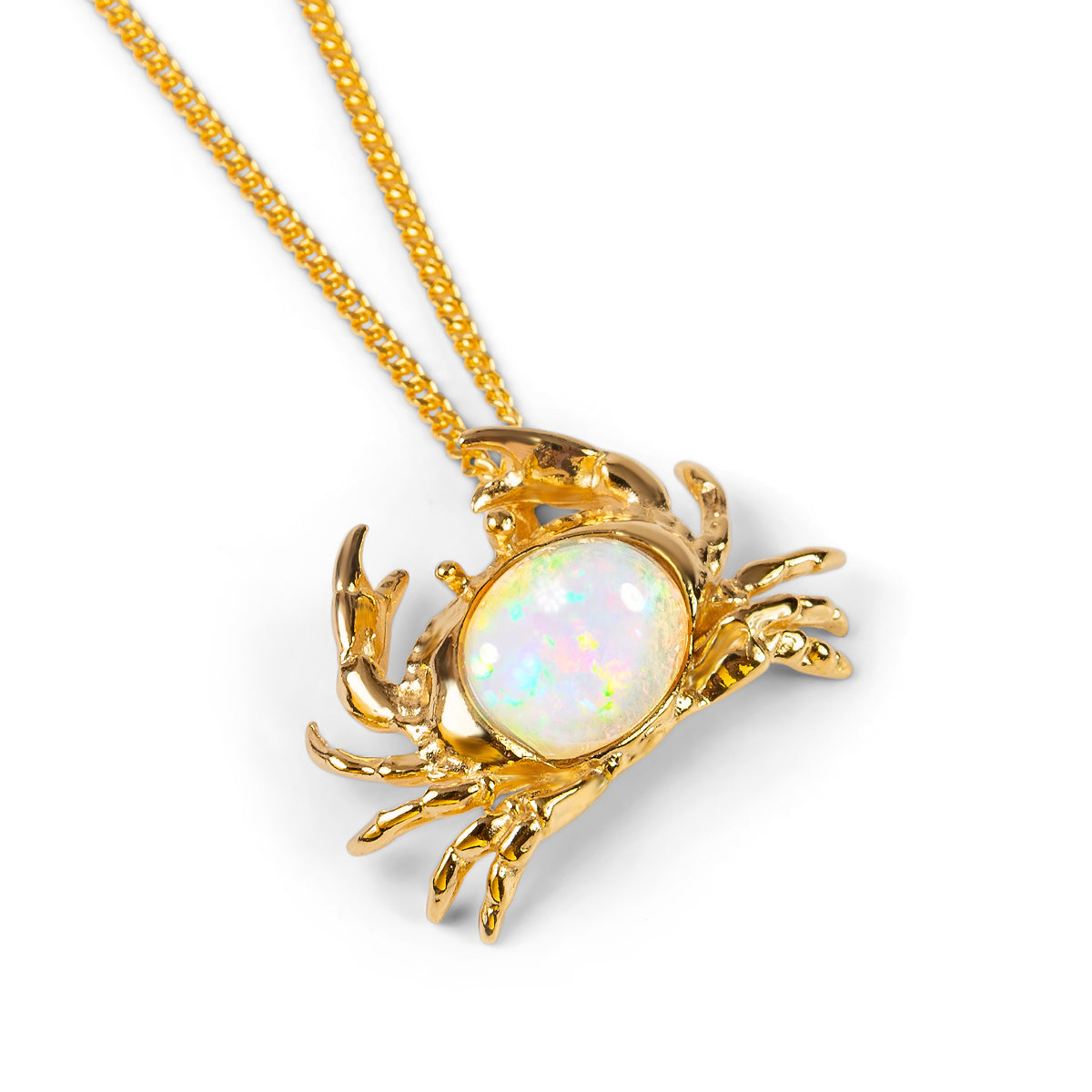Crab Necklace in Silver & Ethiopian Opal