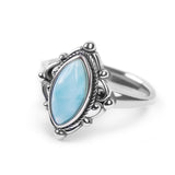 Vintage Inspired Ring in Silver and Larimar