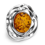 Indulgent & Splendid Handmade Baltic Amber Ring in Silver