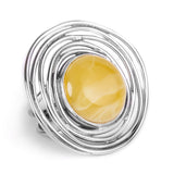 Milky Amber Rebel : Handmade Swirl Baltic Amber & Silver Ring