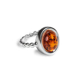Large Oval Delicate Ring in Silver and Amber
