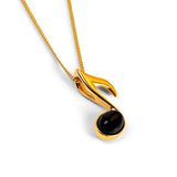 Quaver Music Note Necklace in Silver with 24ct Gold Plate & Black Onyx