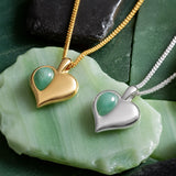 May Birthstone Heart Necklace in Silver & Emerald