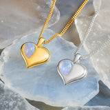 October Birthstone Heart Necklace in Silver & Ethiopian Opal