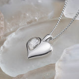April Birthstone Heart Necklace in Silver & White Crystal