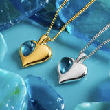 November Birthstone Heart Necklace in Silver with 24ct Gold & London Blue Topaz