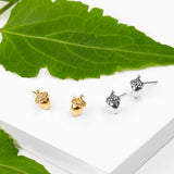 Miniature Acorn Stud Earrings in Silver with 24ct Gold