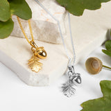 Acorn and Oak Leaf Necklace in Silver with 24ct Gold