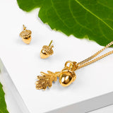 Miniature Acorn Stud Earrings in Silver with 24ct Gold