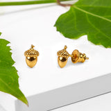 Miniature Acorn Stud Earrings in Silver with 24ct Gold