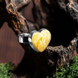 Dreamy Rare Natural Milky Baltic Amber Heart Ring in Silver