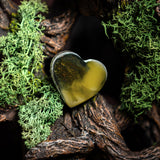 Natural Beauty: Baltic Green Amber Heart Ring in Silver