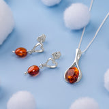 Pear Drop Necklace in Silver and Amber