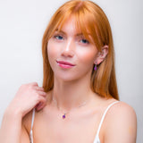 Oval Drop Earrings in Silver & Amethyst
