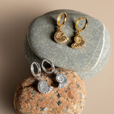 Ammonite Fossil Hoop Earrings in Sterling Silver with 24ct Gold