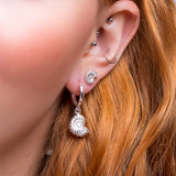 Ammonite Fossil Hoop Earrings in Sterling Silver
