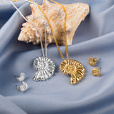 Miniature Ammonite Stud Earrings in Sterling Silver