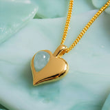 March Birthstone Heart Necklace in Silver with 24ct Gold & Aquamarine