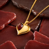 January Birthstone Heart Necklace in Silver with 24ct Gold & Garnet