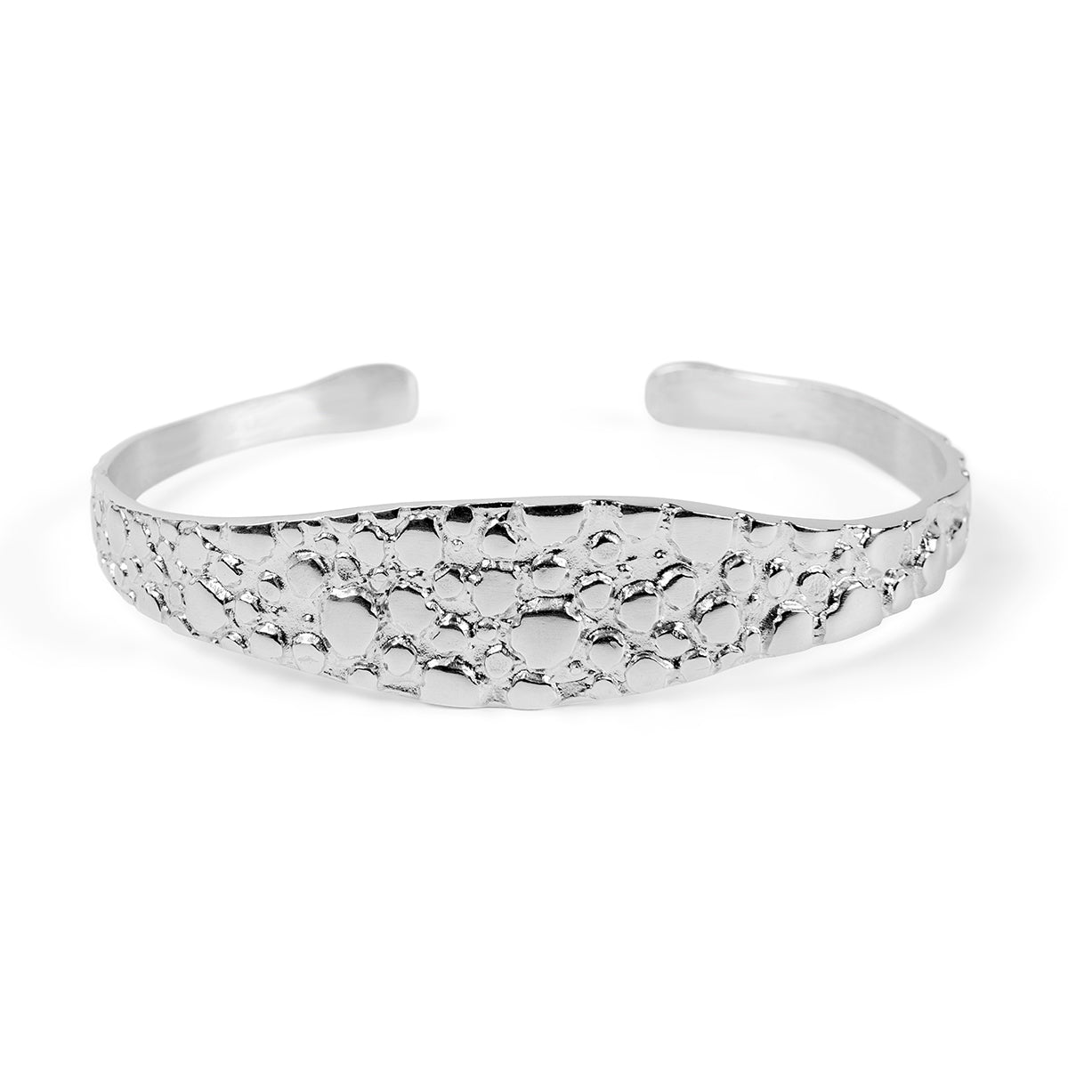 Reptile Skin Textured Bangle in Sterling Silver with 24ct Gold