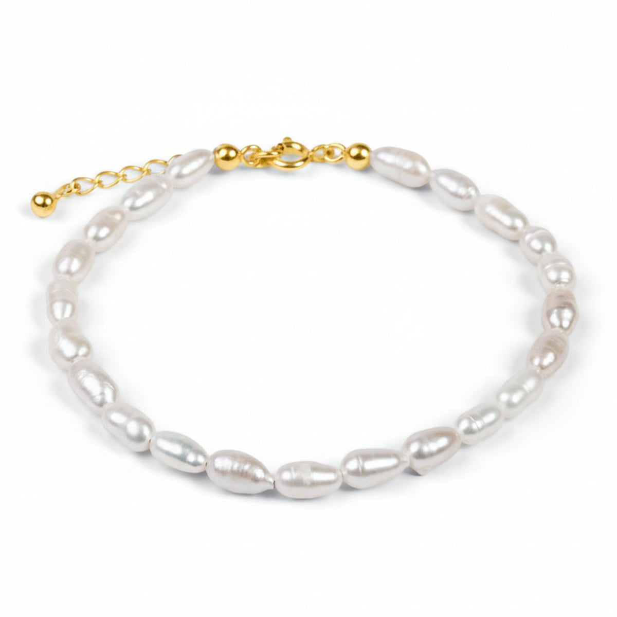 White Pearl Bracelet in Sterling Silver