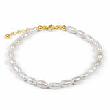 White Pearl Bracelet in 24ct Gold
