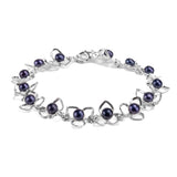 Flower Petal Bracelet in Silver & Black Pearl