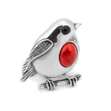 Robin Brooch in Silver and Coral