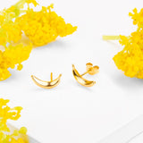 Banana Silver Stud Earrings with 24ct Gold