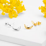 Banana Silver Stud Earrings with 24ct Gold