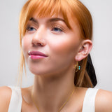 Bass Clef Music Note Drop Earrings in Silver with 24ct Gold & Turquoise