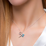Music Bass Clef Necklace in Silver and Turquoise