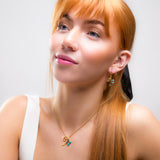 Music Bass Clef Necklace in Silver with 24ct and Turquoise