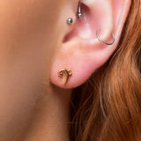 Bass Clef Music Note Stud Earrings in 24ct Gold