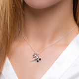 Music Bass Clef Necklace in Silver and Black Onyx