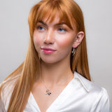 Bass Clef Music Note Drop Earrings in Silver & Black Onyx