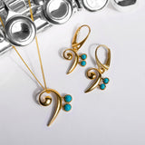 Music Bass Clef Necklace in Silver with 24ct and Turquoise