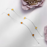 Bead Bracelet in Silver and Cognac Amber