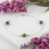 Bead Bracelet in Silver and Canadian Jade