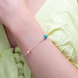 Bead Bracelet in Silver and Copper Turquoise