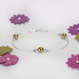 Bead Bracelet in Silver and Gold Hematite