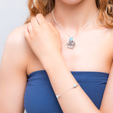 Bead Bracelet in Silver and Larimar