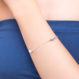 Bead Bracelet in Silver and Larimar