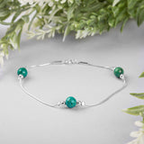 Bead Bracelet in Silver and Natural Turquoise