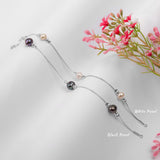 Bead Bracelet in Silver and Black Pearl