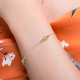 Bead Bracelet in Silver and Peridot