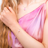 Bead Bracelet in Silver and Pink Opal